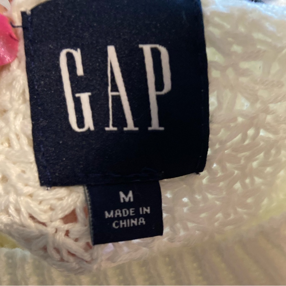 Gap~NWOT~Neutral~Cream~Open Stitch Crochet~Long Sleeve~Pullover Sweater~Size M - Picture 2 of 15